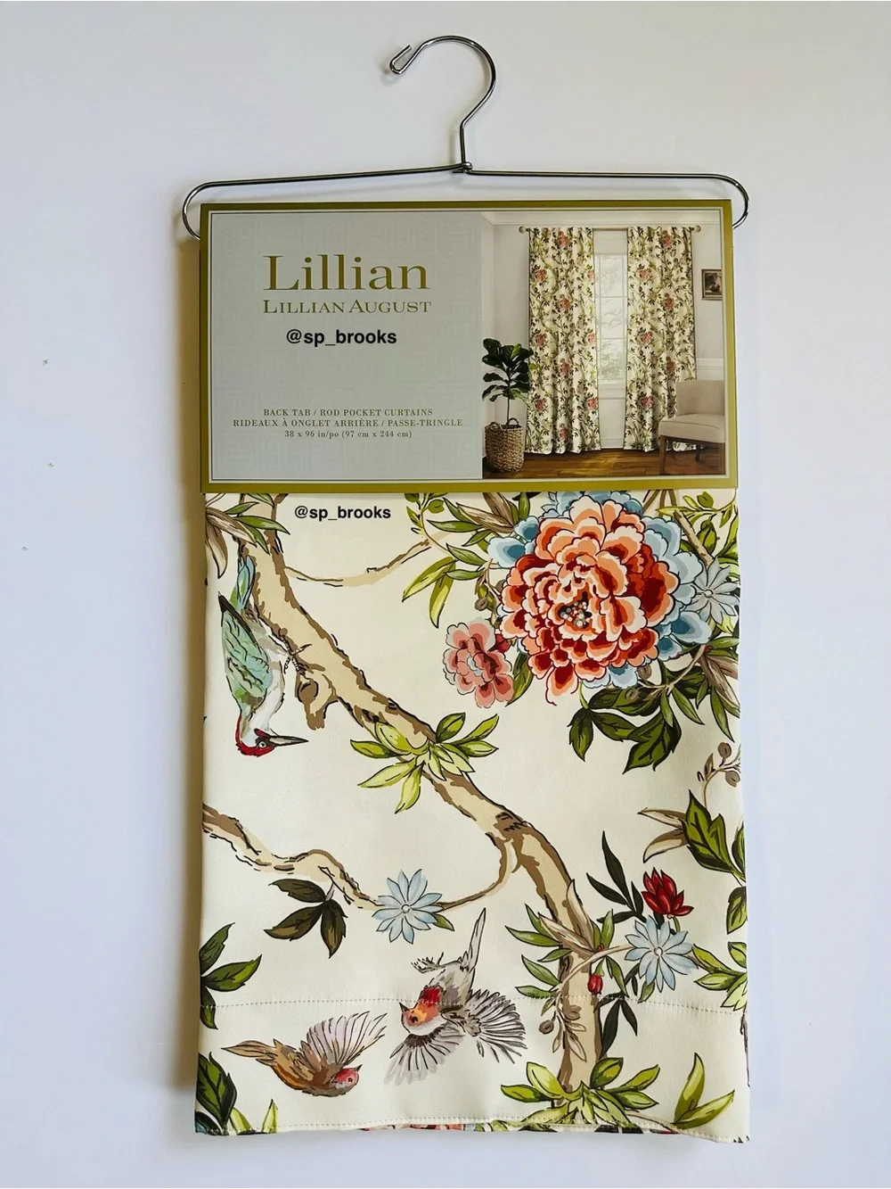 🎁2PC Lillian August Back Tab Rod Pocket Curtains - 36” x 96” - Multi